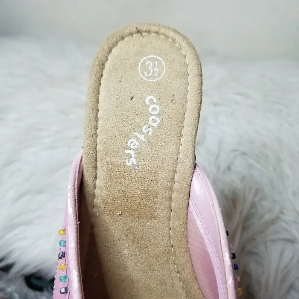 Coasters beaded slip on mules satiny